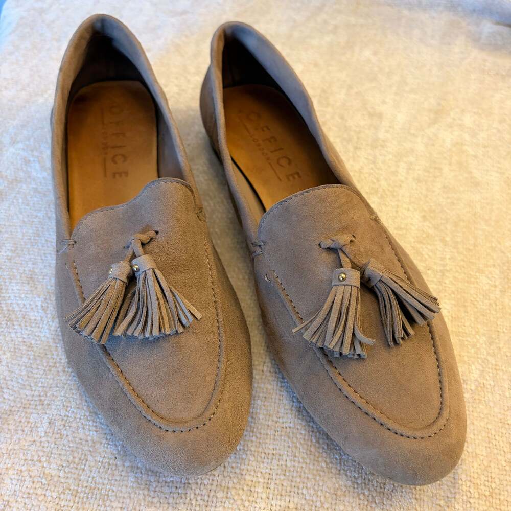 Office London Tassel Loafers Taupe Suede EU40/US9 Luxury Grandpa Core